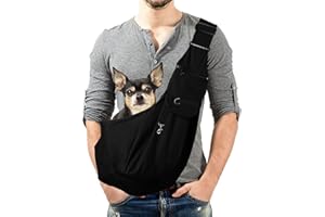 Lyneun Sac de Transport pour Chien et Autres Animaux de Compagnie, Réglable Sac Bandoulièrede pour Petit Chiens, Transport pour Chien Respirant, Convient pour La Marche Plein Air (Noir)