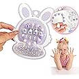 tewiaii 12 Pcs Press on Nails for Girls, Children Fake Nail Tip Cartoon Kids Full Cover Short Artificial Nail, with Bracelets and Stickers, Cute Fake Nails with Relief Designs (Purple, Style1)