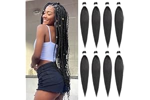 Xtrend 8 Packs 30 pouces de Long Pré-étiré Tressage Cheveux EZ Tressage Extensions de Cheveux pour Box Tresses Réglage D'eau Chaude Doux Yaki Texture Crochet Extensions de Cheveux pour Tressage 1B#