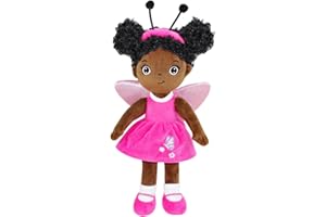 JUSTQUNSEEN Black Baby Doll, 30CM Black Doll African American Baby Doll, Rag Doll for Girls Soft Baby Doll Gifts, Dolls for 2 3 Year Old Girls, Brown Doll Fairy Dolls Baby Dolls for 2 3 Year Old Girls