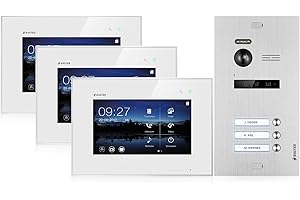 Balter EVO Video Türsprechanlage, Touchscreen, 7 Zoll Monitor, Türstation für 3 Familienhaus Türklingel, 2-Draht Bus, 150° Weitwinkel-Kamera