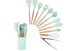 Wenrescry 12-Piece Silicone Kitchen Utensil Set - Non-Stick, Heat-Resistant, Food-Grade BPA-Free Cooking Utensils, Complete Kitchen Tool Set