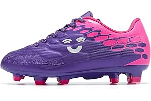 LEOCI Kids Football Shoes for Boys Girls Soccer Cleats Lightweight AG FG for Outdoor Astro Turf Ground Training Softball Shoes for Little Big Kids