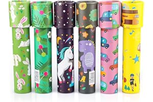 Jognee 6 Pack Retro Kaleidoscope DIY Mini Tin Kaleidoscopes for Kids Classic Games Educational Toys Science Fun Toys Party Gifts （Random）