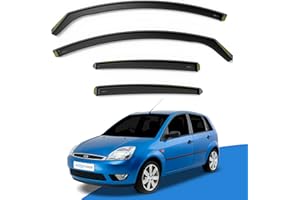 EdgeVisors Wind Deflectors | Fits: Ford Fiesta MK6 (2002-2008) 5 Door Hatchback 4pc Set | In-Channel Rain Guards for Wind, Rain & Sun Protection, Easy Installation - Tinted