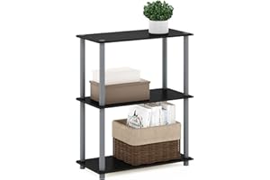 Furinno Turn Présentoir à Étagères Polyvalentes à 3 Niveaux, Noir/Gris