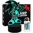 Sonic The Hedgehog Night Light Kids Anime Sonic Lamp, 3D Illusion Sonic Light Adjustable 16 Colors with Remote Control Sonic Toys Room Decor, Sonic Gifts for Boys Girls Birthday Christmas