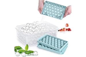 LONNALEE Foremka na kostki lodu, 2 szt., z pokrywką, 33 kostki lodu, łatwe wyjmowanie, nie zawiera BPA, certyfikat LFGB, hermetyczne, można układać w stos, do zamrażarki, do piwa, whisky (niebieska)