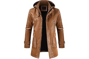 KAGAYD Veste Hiver Homme Doublé Polaire Plus Velours Hiver Manteau Moto Pas Cher Doublure Chaude Biker À Capuche Veste Moto Veste Cuir Homme Noir Mode Moto Automne Motard Blouson Homme Cuir Veste Moto Cuir