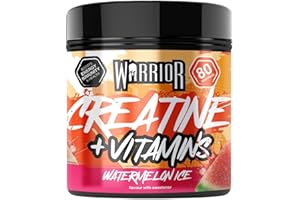 Warrior Creatine Monohydrate Powder + Vitamins 360g - Performance & Recovery - Pure Micronised Multivitamin Nutrition Blend - Vitamin A, B12, C, D,Magnesium, Iron, Zinc - 80 Servings (Watermelon Ice)