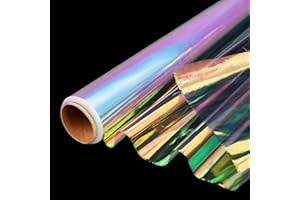 POPGIFTU Emballage Papier Cadeau Irisé En Cellophane Papier | Déplié 86 cm de large x 15 m de long | Emballage en cellophane arc-en-ciel Papier Pour Noël Mariage Anniversaire Bonbons Emballage Fleurs