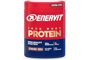 Enervit, 100% Whey Protein, Gusto Cacao, Ideale dopo l'Allenamento, Ricco di Vitamina B6, con Proteine dal Siero del Latte, Senza Zuccheri Aggiunti, Senza Glutine, Barattolo da 420 Grammi