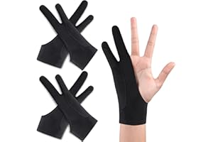 MIIEPLS Artist Glove Elastisch Antifouling Handschuh 4 Pack|Palm Rejection Glove Zwei Finger Verdickungs Handschuhe 2 Finger Handschuhe Zeichnen Für Grafiktablett, Pad, Display, Oberflächenschutz(S)