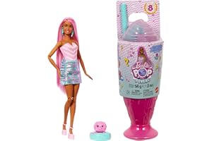 Barbie Poupée Pop Reveal et Accessoires, série Treat sur Le thème Spirale sucrée avec Animal de Compagnie, 8 Surprises Dont Une Fonction Changement de Couleur