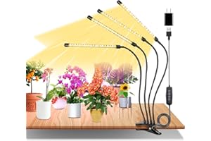 eisaro Pflanzenlampe LED Vollspektrum, 4 Köpfe 120 LEDs Grow Lampe, 3000k/5000k/660nm Pflanzenlicht mit Zeitschaltuhr, 360 ° verstellbare, USB Adapter, 3 Lichter Modi und 10 Helligkeitsstufen