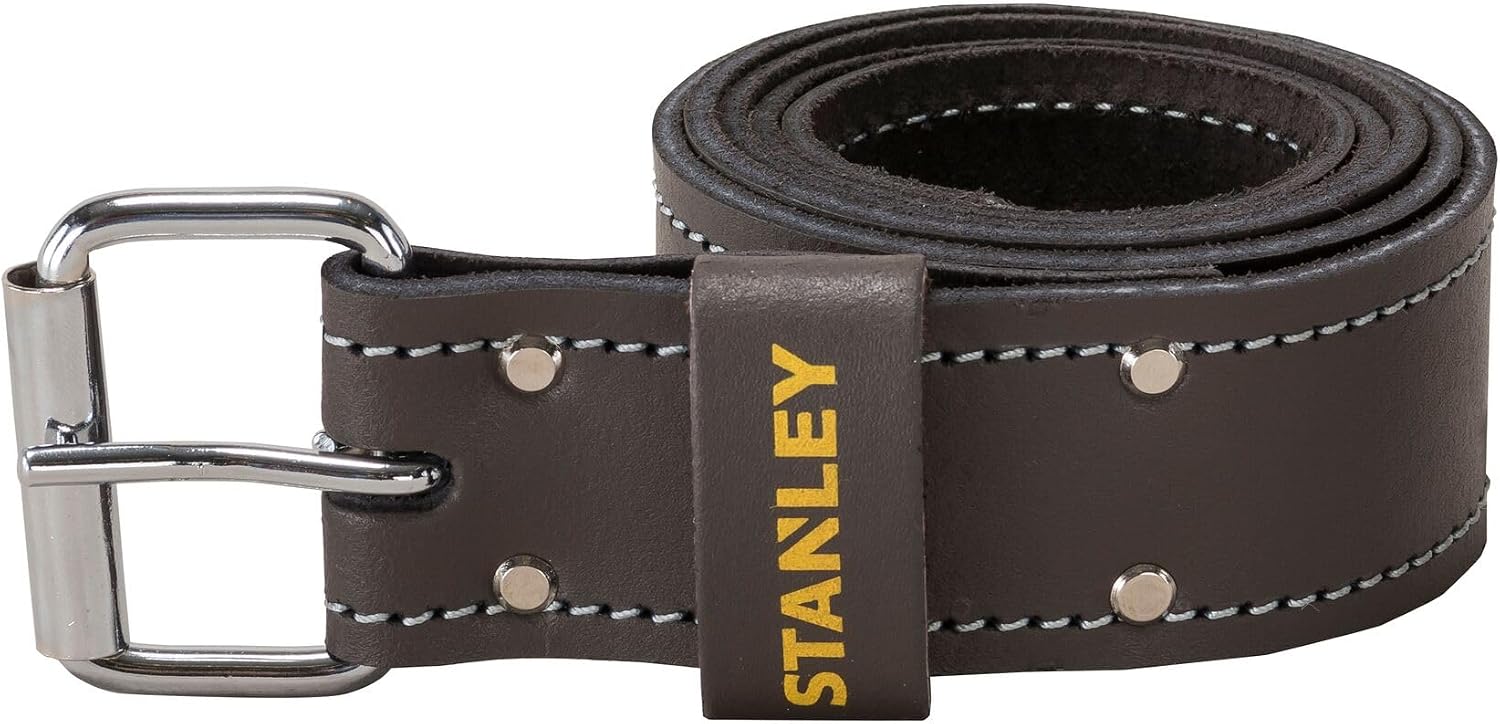 STANLEY Cinturón de piel de primera calidad, Hebilla duradera, Reforzado con remaches, Perforado para adaptarse a diferentes tamaños de cintura, STST1-80119