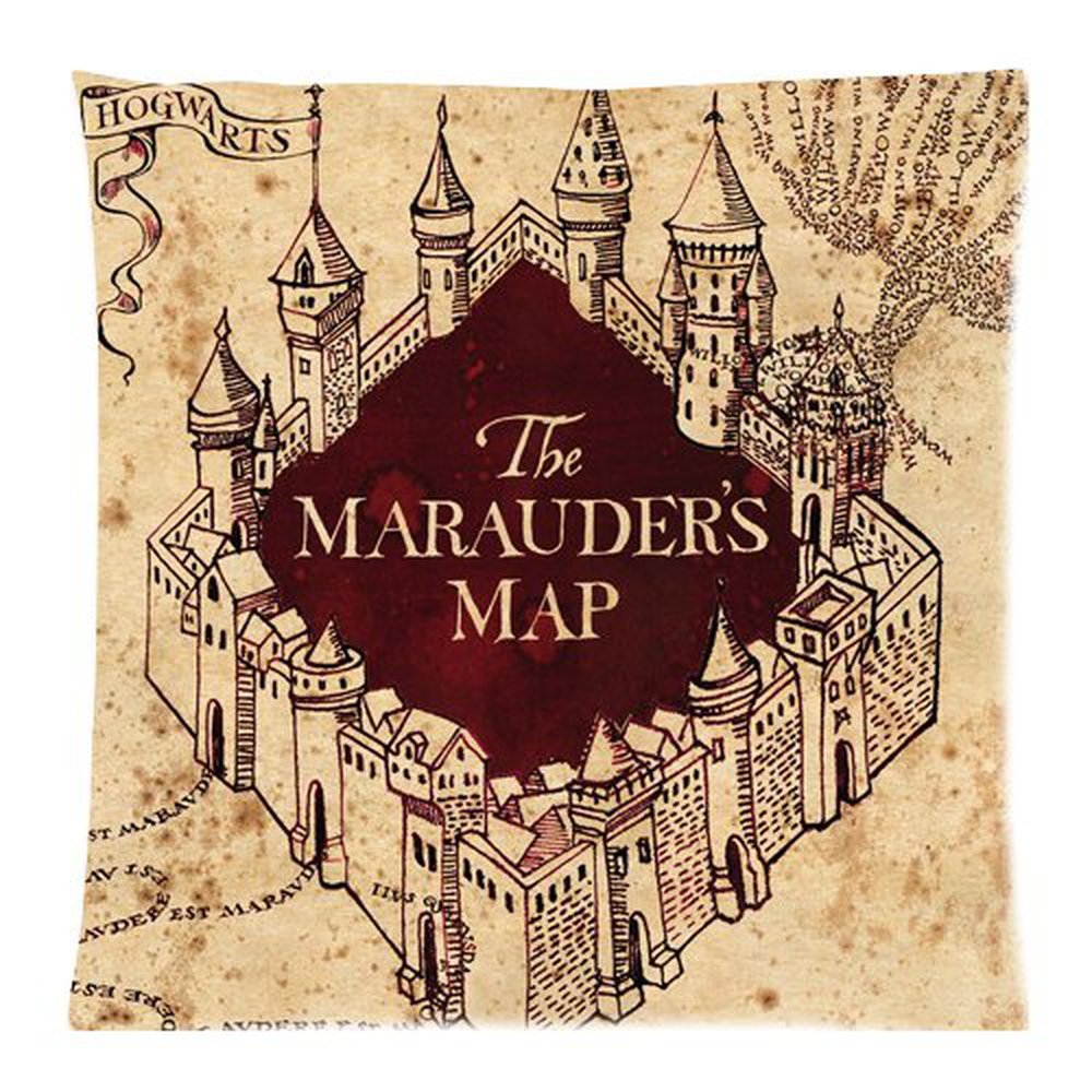 Harry-Potter-Marauders-Map-Karte-des-Rumtreibers-Vintage-Kopfkissenbezug-40-x-40-cm-Kissen-Hlle-Pillow-Case