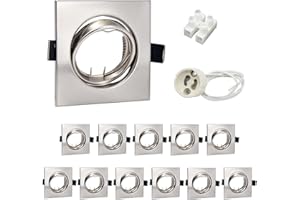 Wondlumi Projecteurs Spot Encastrable GU10 Inox Carré,6x Cadre De Montage Encastrable 68mm Avec Douille GU10, Cadres Pour Spots à Encastrer Orientables 30°,spot encastré 220V-240V