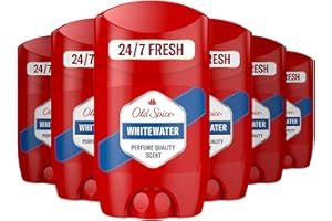 Old Spice Whitewater Men's Deodorant Stick 50ml x 6, 24/7 Fressshhh With Daily Use, Long Lasting Perfume Quality Scent, Odour Protection, 0% Aluminium Salts, Invisible On Black & White