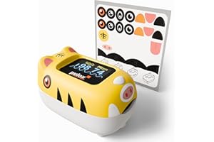 Pulox PO-230 Finger-Pulsoximeter für Kinder in Gelb, Messung von SpO2 und Puls in wenigen Sekunden - mit Stickern zum selbst bekleben