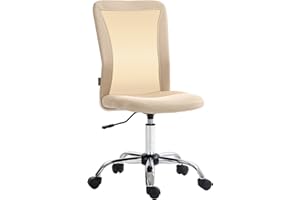 Vinsetto Office Chair, Armless Desk Chair, Adjustable Computer Swivel Chair with Rolling Wheels and Mesh Back for Home Work Study, Beige