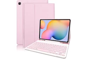 Zabatoco Funda con Teclado Español Ñ para Galaxy S6 Lite, Funda de Cuero con Teclado Bluetooth Desmontable para Samsung Tab S6 Lite 10.4'' (SM-P620/P625/P613/P619/P610/P615,2024/2022/2020), Rosado