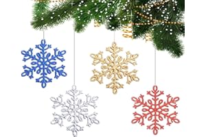 DIKO 32 Stück Schneeflocken Weihnachten Deko, Weihnachtsbaum Hängende Ornamente, Kunststoff Funkeln Schneeflocken Ornamente, für Weihnachtsbaum Glitzer Weihnachtsbaumschmuck