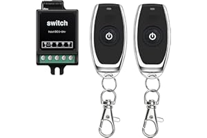 WOODGUILIN Funkschalter 12V,Fernbedienung schalter DC 5V/12V/24V 10A Trockenkontaktrelais Mini Fernschalter, für Lampe,Garagentor, Motor,Motorräder,Diebstahlalarm usw.mit 100m lange Range(12V100m GD)