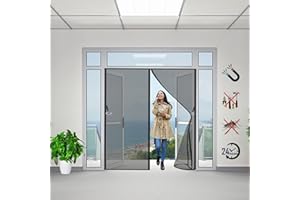 TTMLED Fly Screens for Doors, 140x200cm Magnetic Anti Mosquito Net Fly Curtain Mesh, Insect Door Screen with Full Frame Magic Tape, Keep Out Bugs Let Fresh Air in(Black)