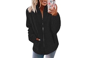 Nilimoph Pullover Damen Fleecepullover Teddyjacke Teddy Flauschiger Teddyfleece Jacke Kuschelpullover Winterjacke Fleecejacke Plüschjacke Kuscheljacke Kapuzenpullover Winter Mit Taschen Top