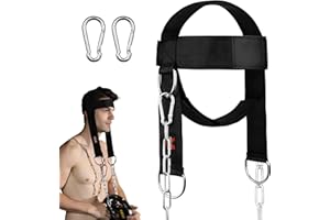 HNONOXY Nackentrainer Verstellbares Kopfgeschirr, Tauchen Hals Builder Mit D-Haken-Befestigung, Kopftrainer Männer, Nacken Trainingsgerät für Gewichtheben, Krafttraining, Kräftigungstrainer-Ausrüstung