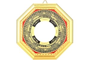 Jenngaoo Bagua Mirror Feng Shui Dent Convex, Tranditional Lucky Blessing Wood Ornament Taoist Talisman for Home Decoration Business Ornament(Convex Mirror)