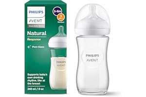 Philips Avent Biberon en verre à Réponse Naturelle – biberon de 240 ml, sans BPA pour les bébés de 1 mois et + (modèle SCY933/01)