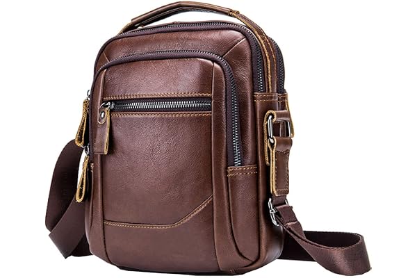 NIYUTA Sacs bandoulière Homme Sacs à Dos porté Travers Cuir Véritable Sac à Main Sacoche Bandoulière Business Loisir Pochettes
