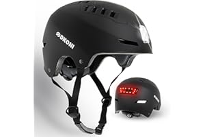 DKONI Bike Helmet with LED Lights Bicycle Helmets Commuter Cycling Helmet USB Rechargeable Front & Back LED Light Helmet for Adult Men Women