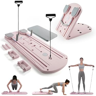 SOFTHOM Pilates Board – Faltbares Reformer-Set Für Zuhause Mit Automatischem Rückprall, Widerstandsbändern & Zubehör – Ganzkörpertraining Für Einsteiger & Profis
