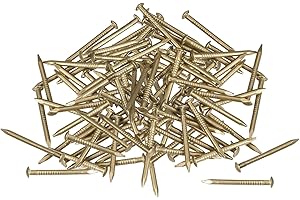 TOP-VIGOR 100Pcs Hardware Nails, 1.2mmx15mm Brass Nails and Pins Assortment, Wall Pins Tacks Nails for Woodworking, Panel Pins for Hanging Picture, Frame, Mirror, Furniture, Construction