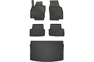 MOTOS Set di tappetini in gomma e tappetini per il bagagliaio per Volkswagen Polo VI dal 2017 Migliorare il comfort di viaggio con tappetino antiscivolo auto 3D- tappetini per tutte le stagioni auto,