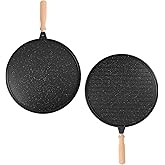 Orret Home 34 Cm Granit D&ouml;k&uuml;m &Ccedil;ift Taraflı G&ouml;zleme ve Izgara Tavası Bazlama Tavası &Ccedil;ıkarılabilir Saplı Fırın Tepsisi Olarak K