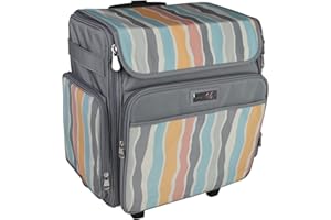 Everything Mary Rolling Craft Bag, Grey Stripes - Papercraft Tote with Wheels for Scrapbook & Art Storage - Organizer Case for IRIS Boxes, Supplies & Accessories - for Teachers & Medical