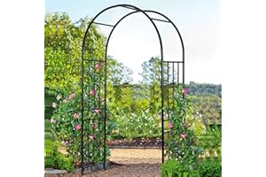 COSTWAY Garden Arch with Metal Frame, Decoration Trellis Stand for Rose Vines Climbing Plant, Wide Patio Arbour for Walkway Path Lawn Backyard Party Ceremony Wedding (Steel, 121x44x218cm)