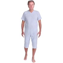 Pigiama Sanitario Con Cerniera Posteriore - 100% Cotone, Made In Italy, Per Anziani E Degenti