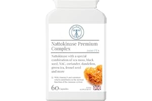 Immune System Complementary Supplements - Delivers 100mg Nattokinase at 2000 Fus Per Capsule, Derived from (Non-GMO) Soybeans with Black Seed, Cilantro, Nac, Sea Moss, Dandelion - Vegan - 60 Capsules