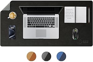 Black Shark Manta P9 Sous-main de bureau en cuir antidérapant pour clavier et souris de jeu (79,8 x 40 x 0,3 cm) - Grand tapis d'écriture imperméable pour bureau et bureau à domicile - Noir