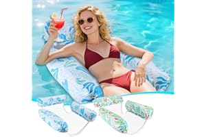 GCRQ Colchoneta Piscina Hamaca Flotante – 2 Piezas Flotadores Inflables para Adultos de PVC Ultraresistente 450D | para Piscina, Playa, Jardín y SPA | Incluye Bomba