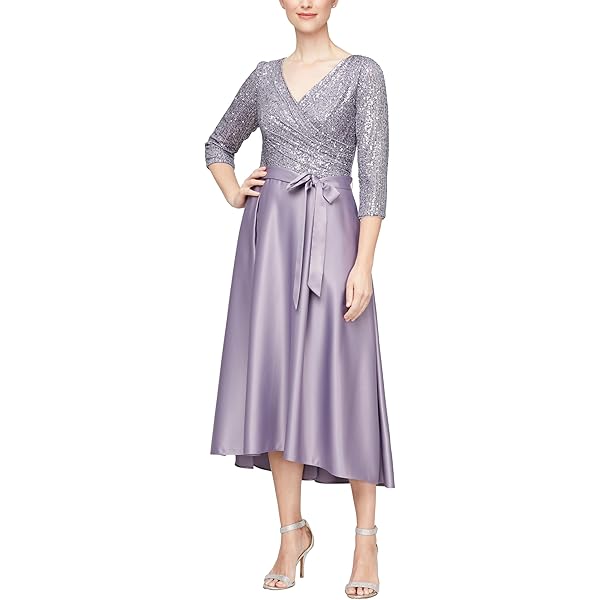 Alex Evenings Womens Satin Ballgown Formal Event Dress With Pockets And