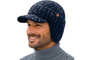 TOP-EX DryKnit wodoodporna czapka z daszkiem w 80% z wełny merynosów, zimowa czapka z dzianiny, z polarową podszewką i nausznikami, M-XXL