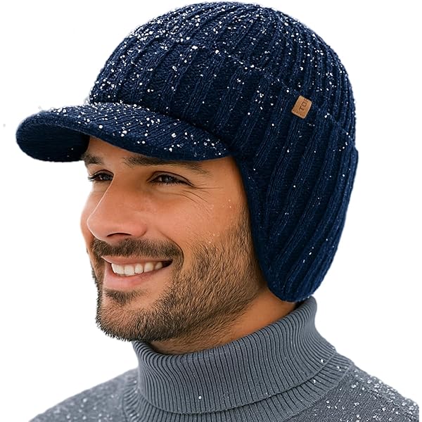 TOP-EX XL/XXL Merinowol, waterafstotende muts voor dames en heren, warme wintermuts met fleecevoering, wollen gebreide muts voor mannen en vrouwen