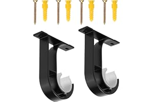 Lpraer 2 Stück Gardinenstange Halterung Vorhangstangenhalter aus Aluminiumlegierung Wandhalterung Deckenhalterung Kleiderstangenhalterung mit Schrauben, für Stangen mit 26-28 mm Durchmesser(Schwarz)