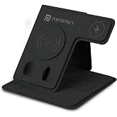 Portronics Freedom Fold 3 15W 3 in 1 Foldable MagSafe Compatible Wireless Charger for iPhone 12 & Above Series, Apple Watches